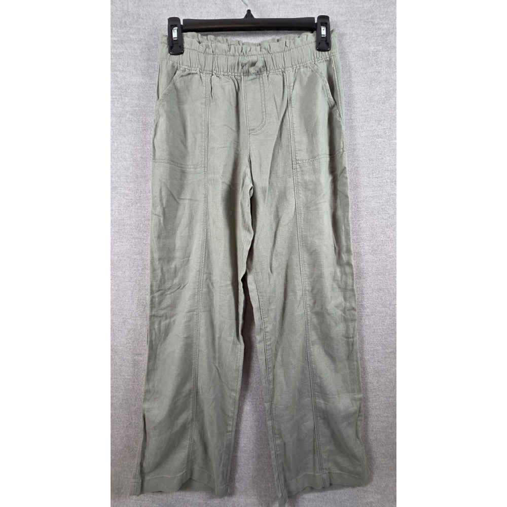 Abercrombie Kids Girls 13/14 Linen Drawstring Pants Olive Pull On Flowy NEW
